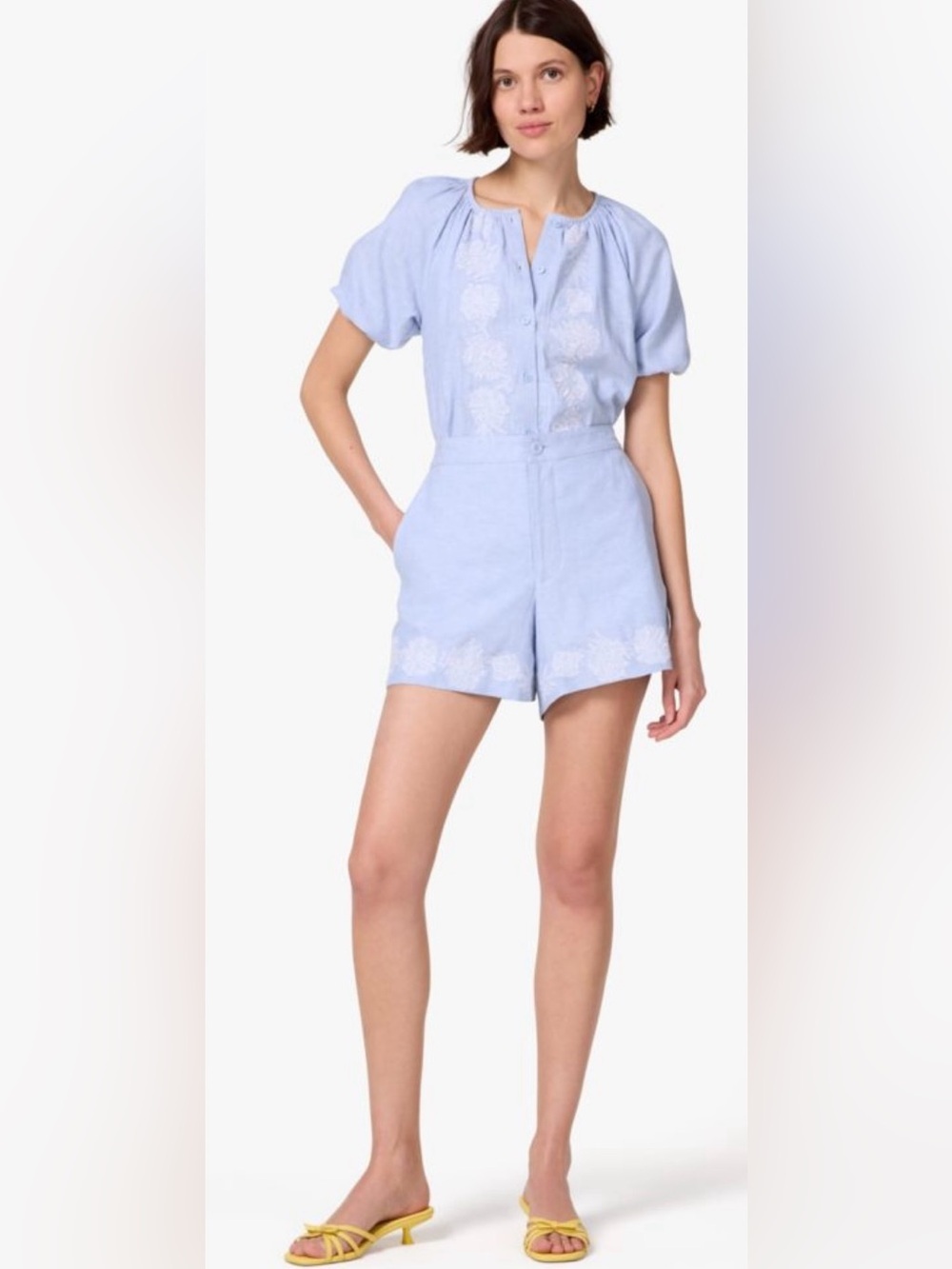 Kate spade New York chambray embroidered shorts size large nwt KL546